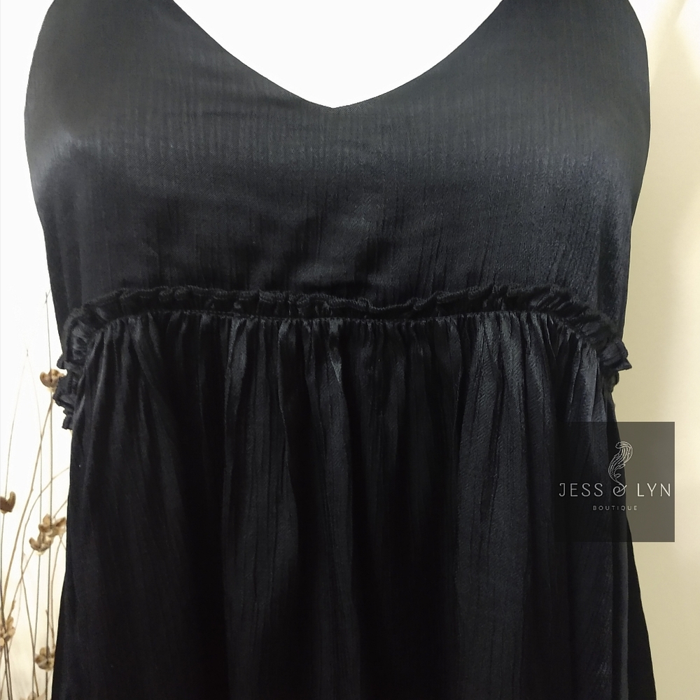 🆕 Black Flowy Babydoll Boho Tank w/Adjustable Straps - Picture 13 of 16